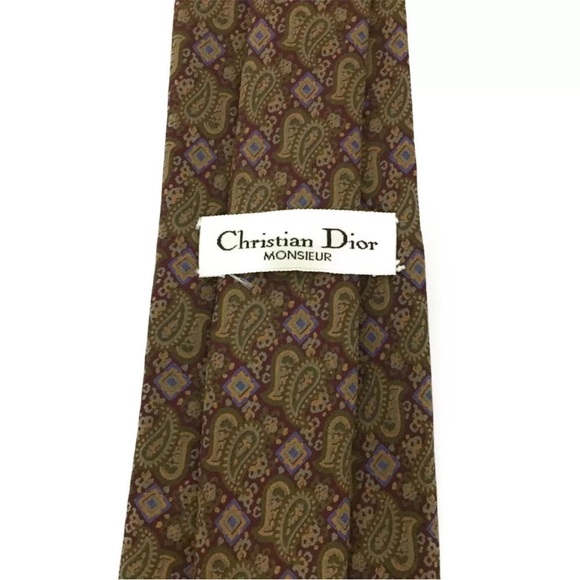AUTH Christian Dior Paisley Pattern 100% Silk Tie - Picture 7 of 7